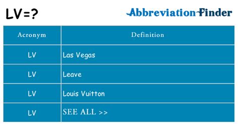 lv mean|lv meaning in english.